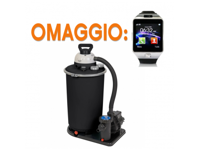 GRUPPO FILTRO MONOBLOCCO POMPA A SABBIA PISCINA 8m3/h + SMARTWATCH IN OMAGGIO